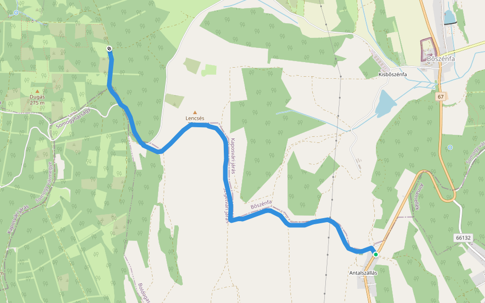 P+ (Antalszállás – Lencsés) walking route map in Boldogasszonyfa