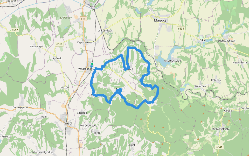 P+ (Hat torony körtúra) walking route map in Vásárosdombó