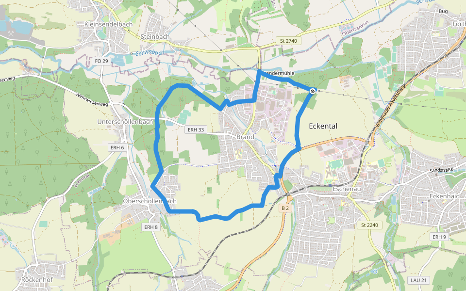 Wanderweg Rundweg Oberschöllenbach walking route map in Eckental