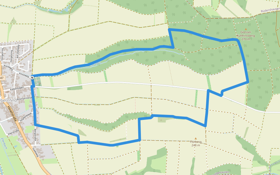 Obernfelder Rundwanderweg GELB walking route map in Obernfeld
