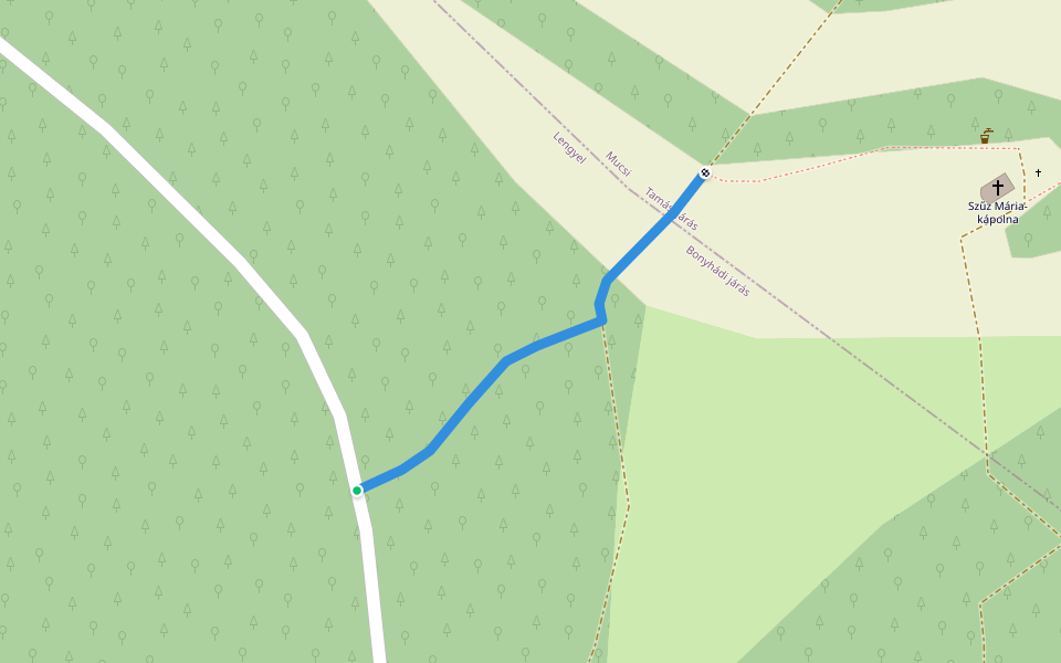 P▙ (Papadi kápolna) walking route map in Mucsi