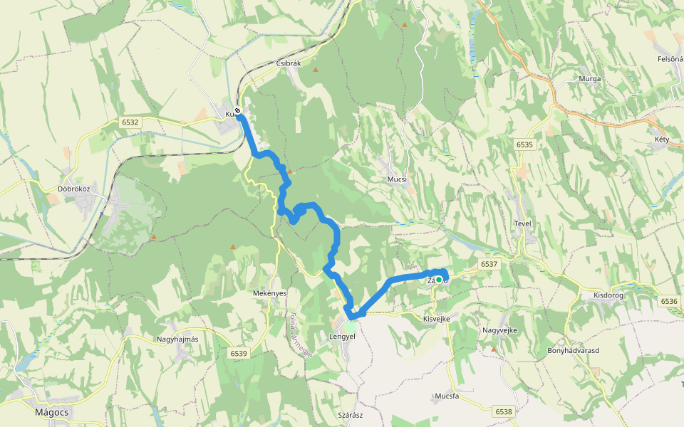P■ (Kurd – Lengyel – Závod) walking route map in Závod
