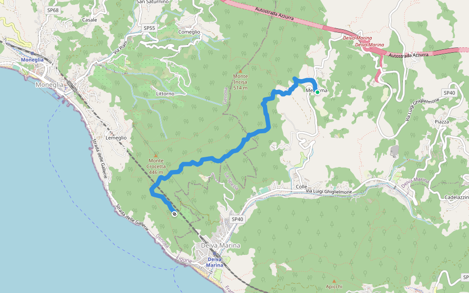 Sella Crocetta (Bivio SVA) - Bosco Bianchi - Mezzema walking route map in Mezzema
