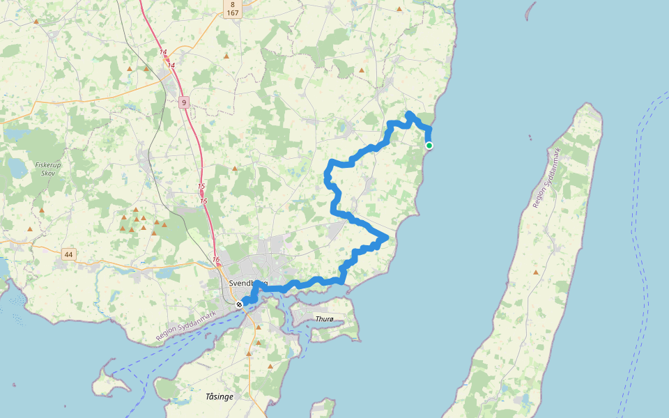 Øhavsstien 3: Svendborg - Broholm - Lundeborg walking route map in Hesselager