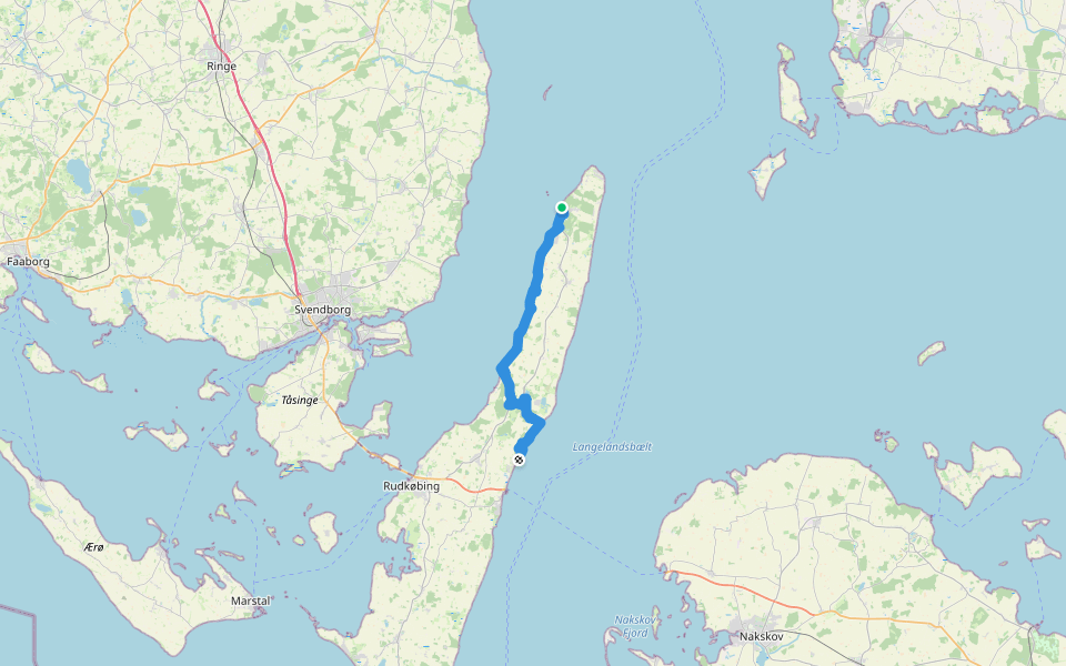 Øhavsstien 5: Lohals - Tranekær - Stengade Strand walking route map in Tranekær