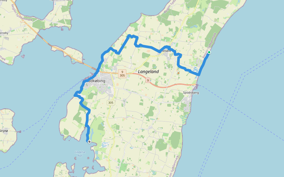 Øhavsstien 6: Stengade Strand - Rudkøbing - Henninge Nor walking route map in Tranekær