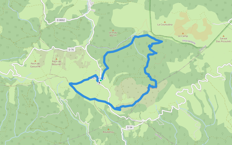La Malboisie walking route map in Valmigère