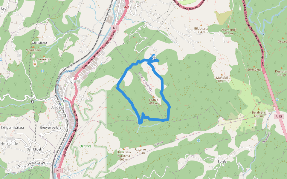PR-GI 155 Irura-Loatzo walking route map in Villabona