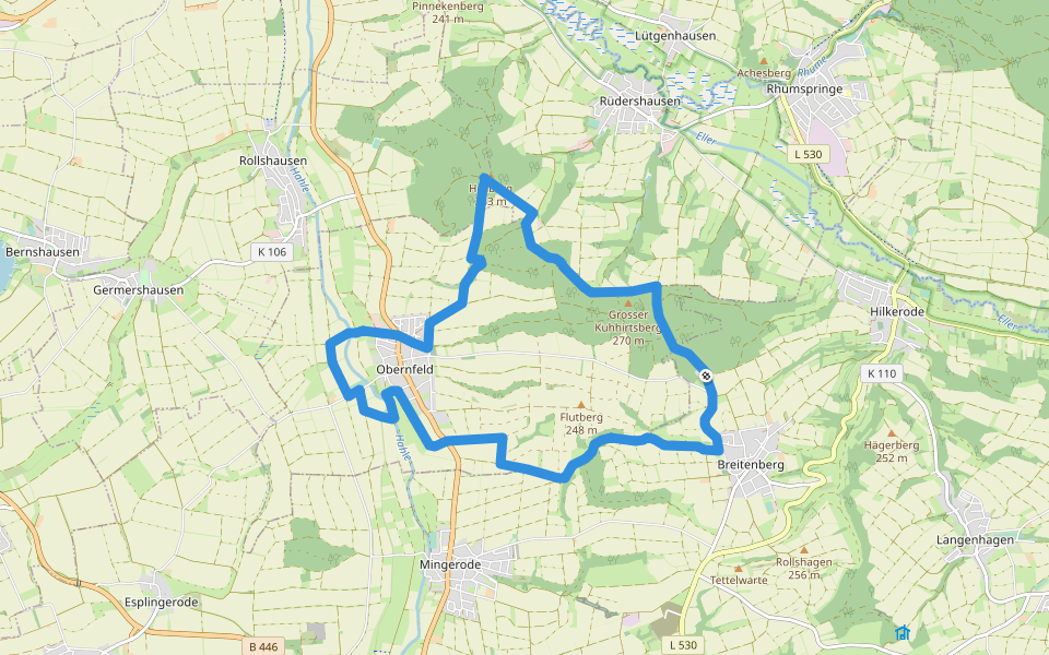 Obernfelder Rundwanderweg ROT walking route map in Obernfeld