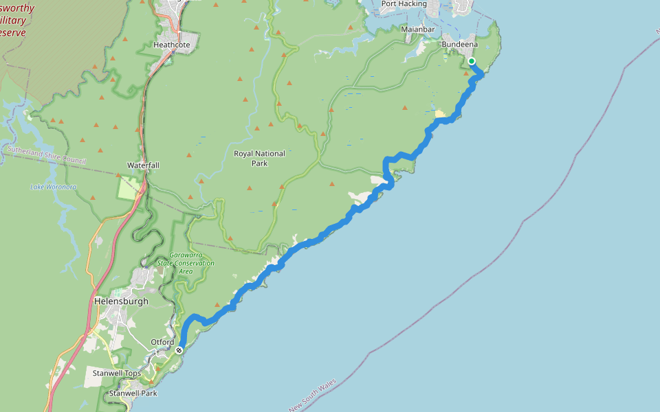 The Coast Track walking route map in Bundeena