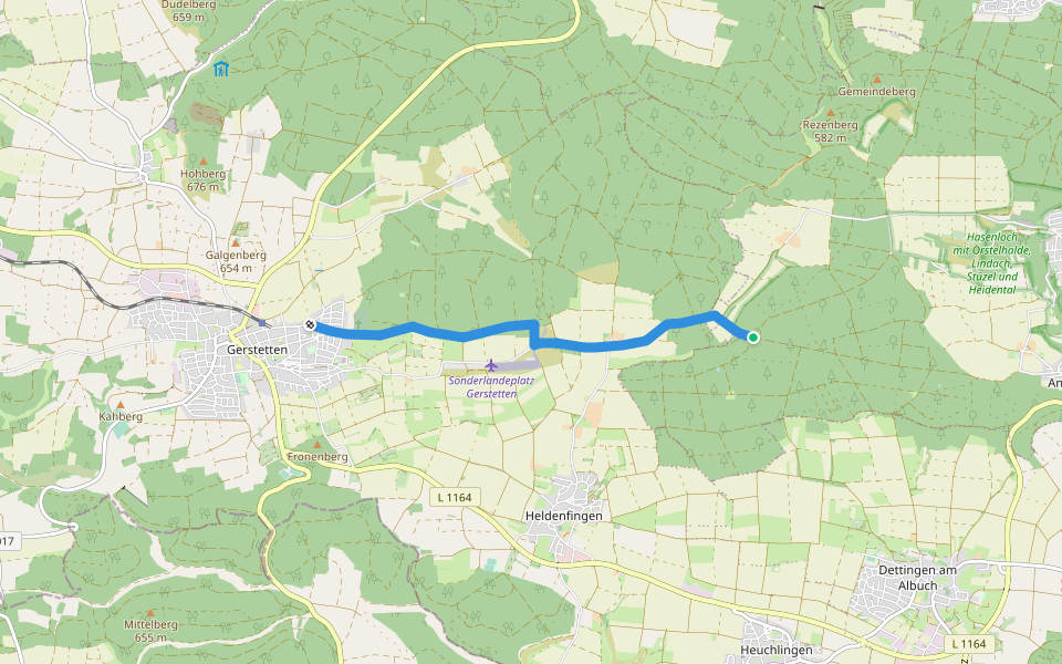 SAV Nebenweg Gerstetten - Bolheim-Rothau walking route map in Herbrechtingen