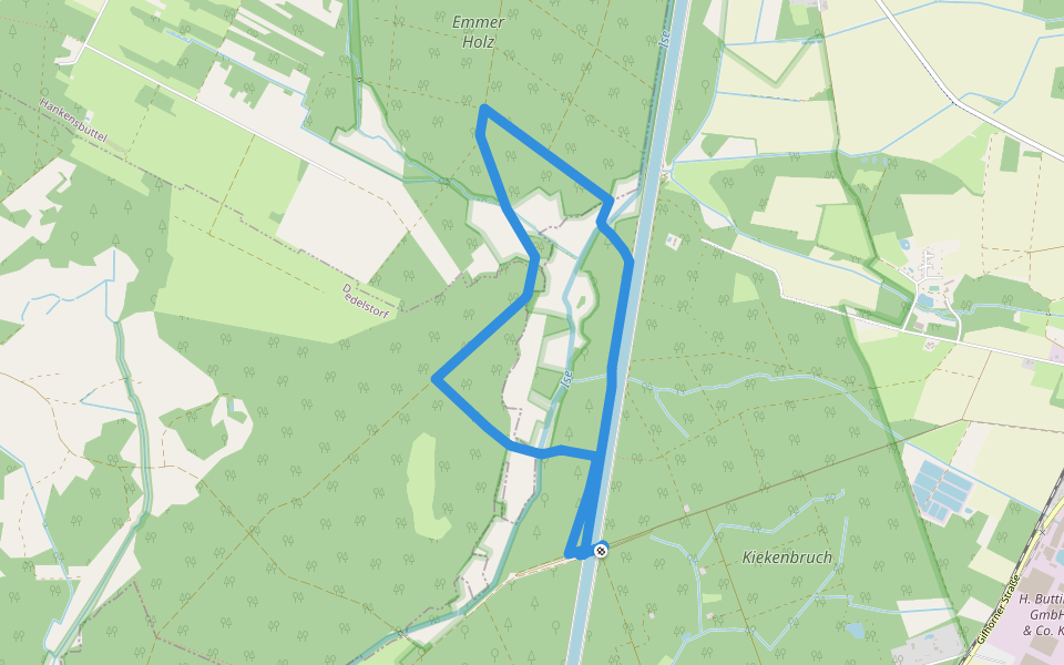 Wintertour im Emmer Leu walking route map in Wittingen