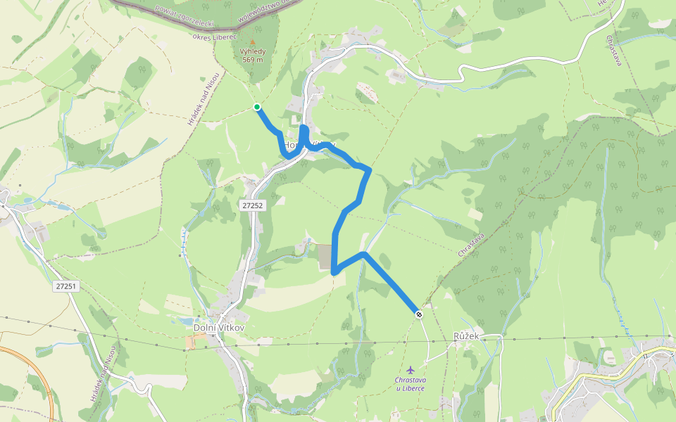 [Ž] Výhledy - Růžek walking route map in Chrastava