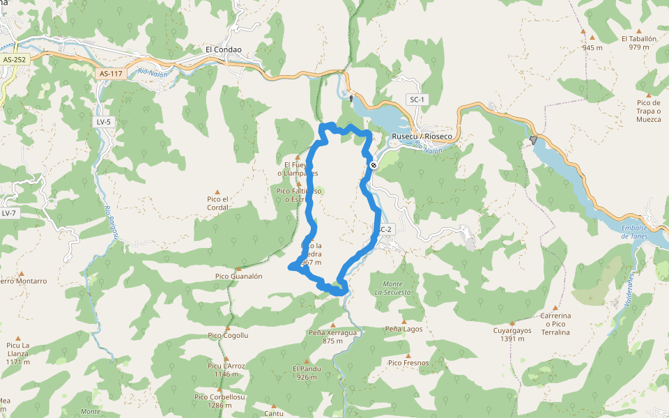 PR-AS 121 Ruta de la Sierra del Crespón walking route map in Villamorey
