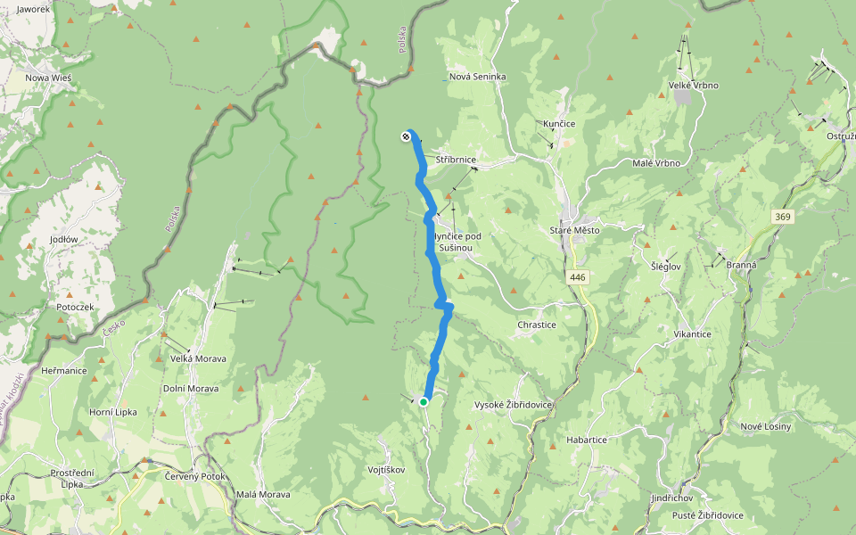 [M] Vysoká - Návrší walking route map in Malá Morava