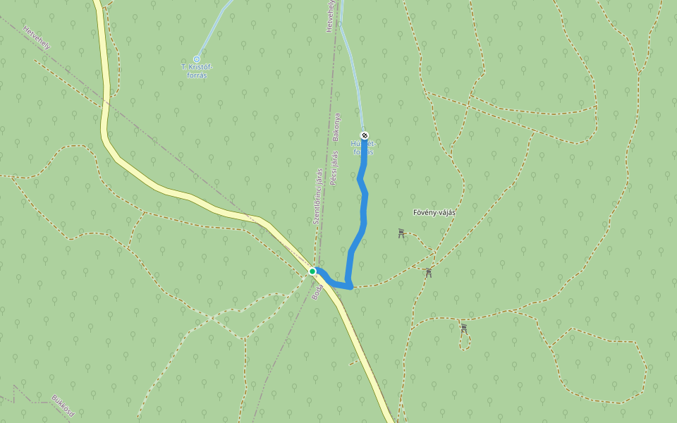 P● (Húsvét-forrás) walking route map in Hetvehely