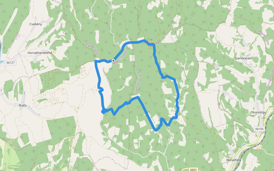 K↺ (Nagymáté – Kán – Gorica – Nagymáté) walking route map in Ibafa