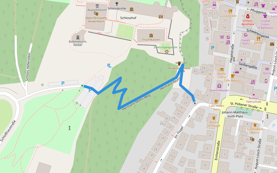 SAV Stichweg zur Heidenschmiede walking route map in Heidenheim an der Brenz