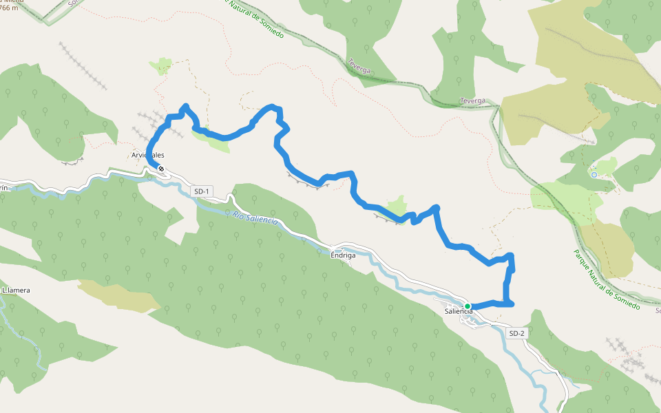 PR-AS 12 Ruta Brañas de Saliencia walking route map in Saliencia
