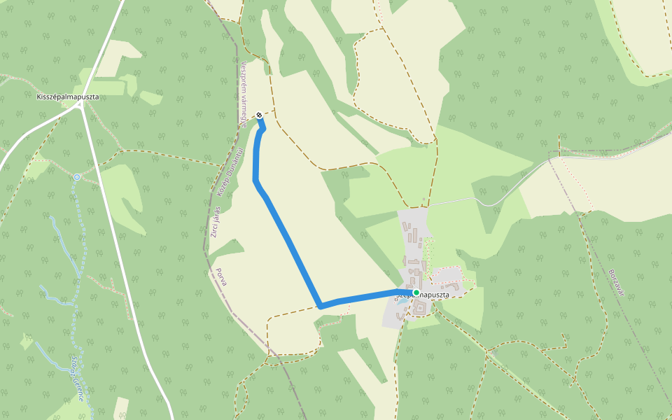 K+ (Szépalmapuszta) walking route map in Porva