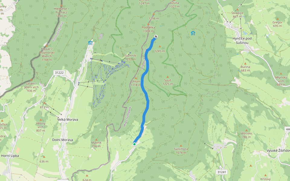 [Z] Sklené - Babuše walking route map in Malá Morava