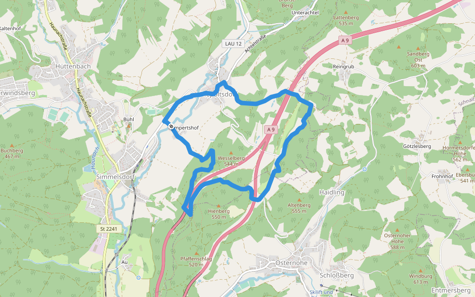 Rundweg Hienberg walking route map in Simmelsdorf