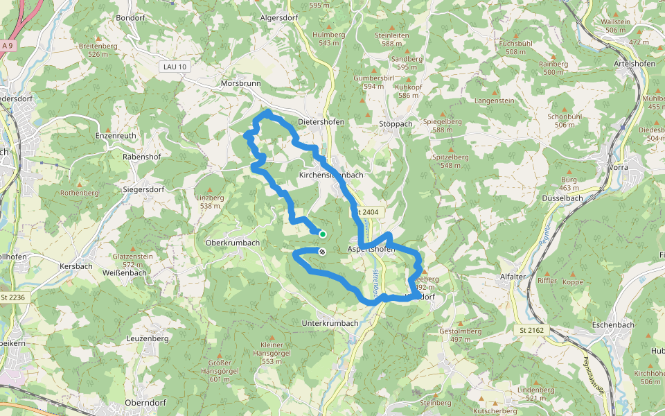 Kirchensittenbach 1 walking route map in Kirchensittenbach