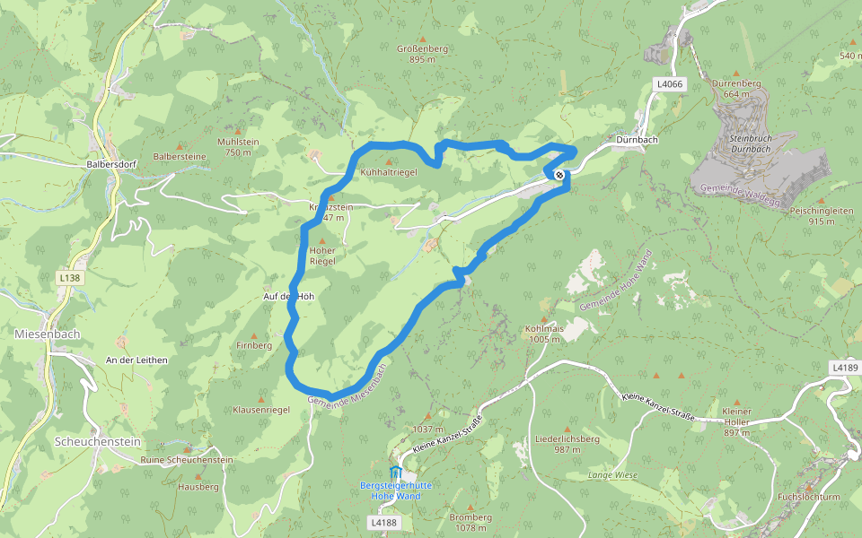 Dürnbacher Höhenweg walking route map in Dürnbach
