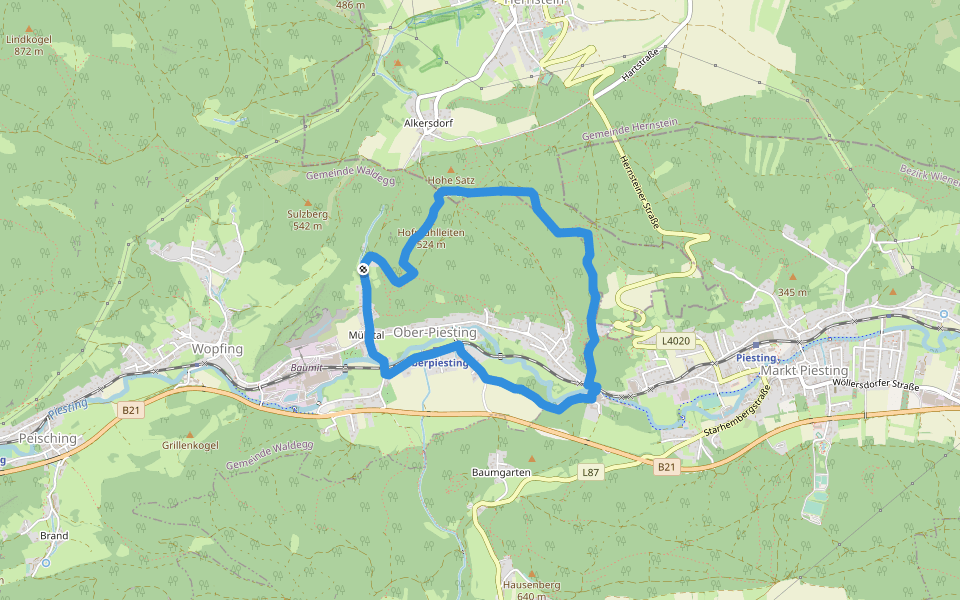 Florianiweg (Oberpiesting) walking route map in Wopfing