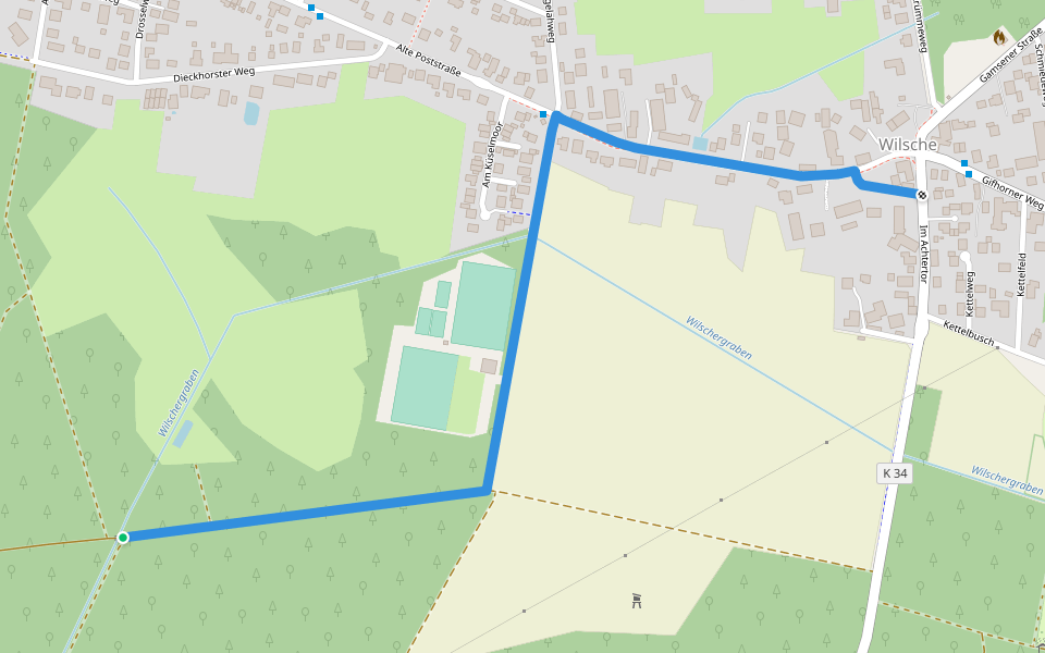 Südheide Marathon (gelb) walking route map in Gifhorn