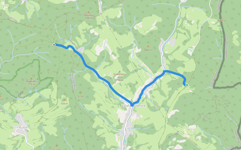 [Ž] Chmelinec - Skaličí walking route map in Valašská Senice