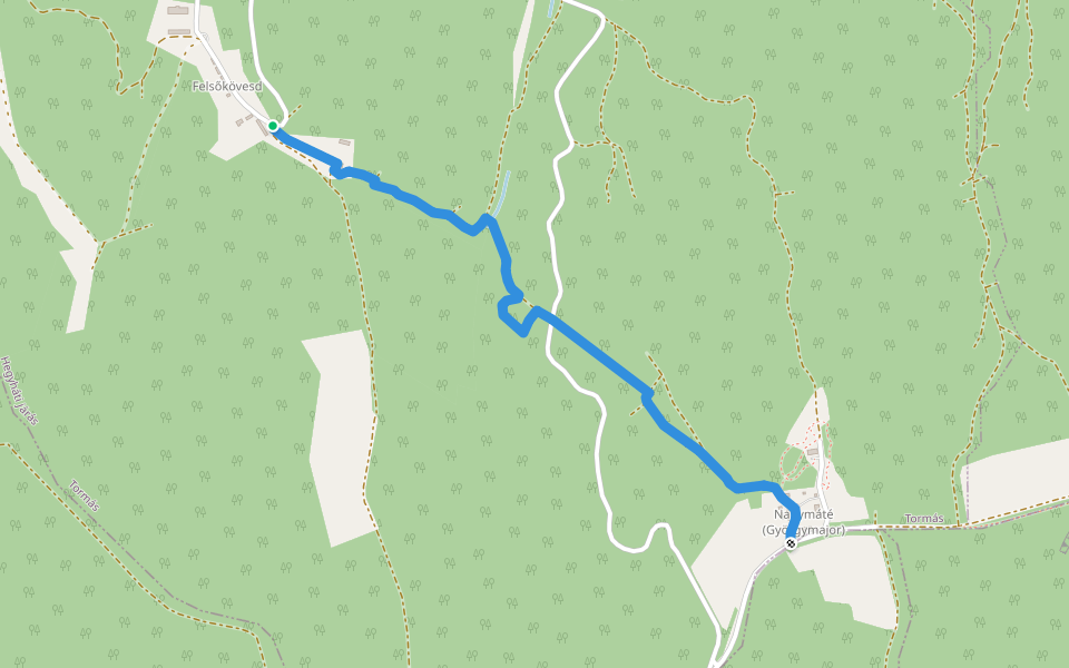 K● (Fekete István-emlékösvény (Nagymáté – Ödön-forrás – Felsőkövesd)) walking route map in Tormás