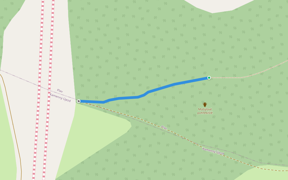 Odbočka k mohylám walking route map in Hůry