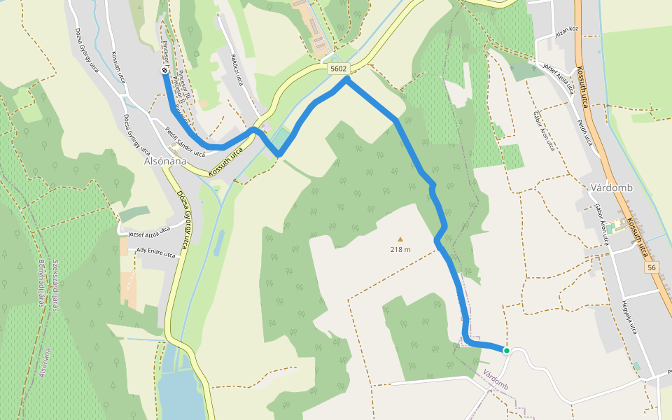 Z+ (Alsónána) walking route map in Várdomb