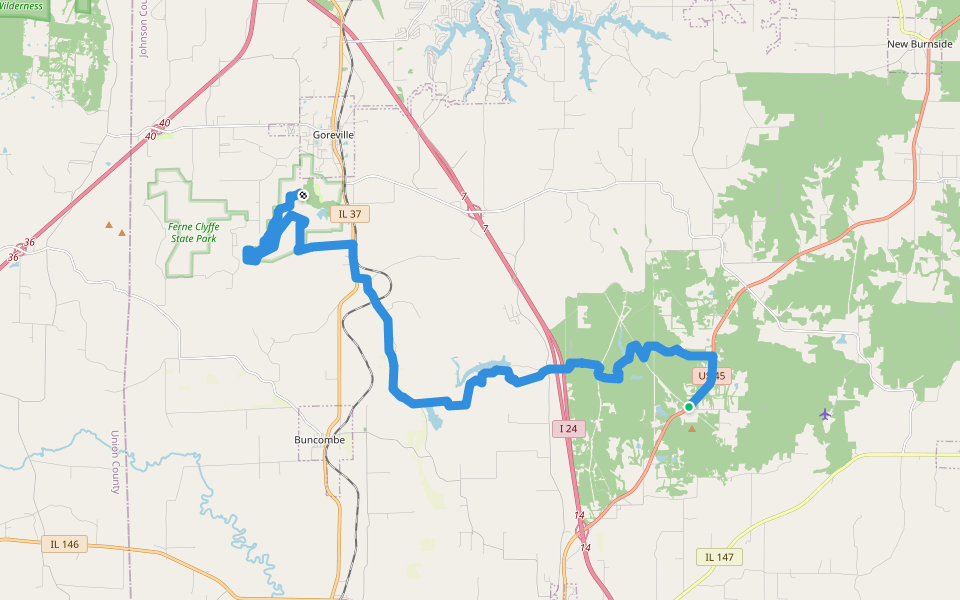 River to River Segment 4 - U.S. 45 to Ferne Clyffe walking route map in Vienna
