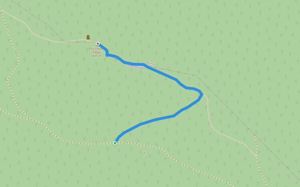 K▙ (Pusztavár-hegy) walking route map in Nógrádsipek