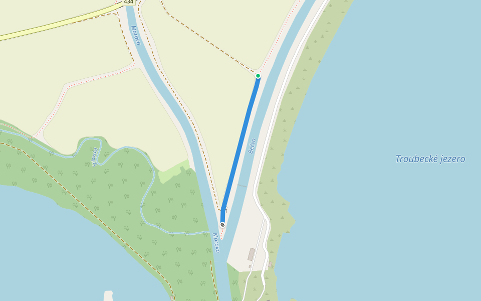 [Č] odb. soutok Morava Bečva walking route map in Tovačov