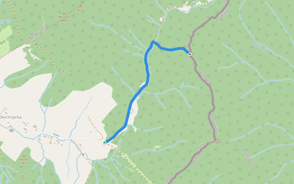 Do cmentarza z I wojny światowej nr 49 walking route map in Blechnarka