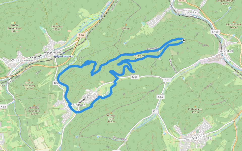Spirkelbacher Höhenweg walking route map in Annweiler
