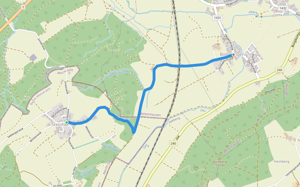 Steinhof - Bollodingen walking route map in Aeschi