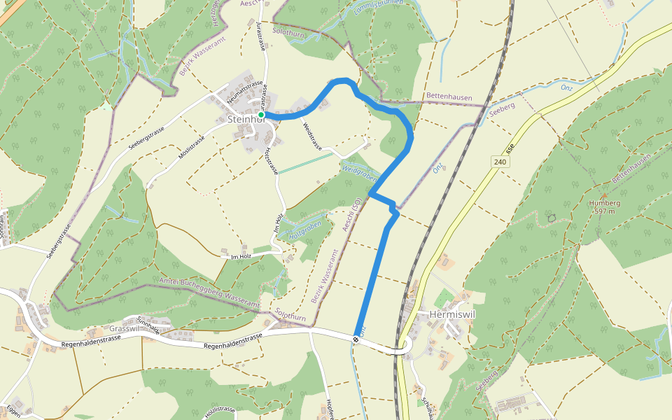 Steinhof - Nidermatten walking route map in Aeschi