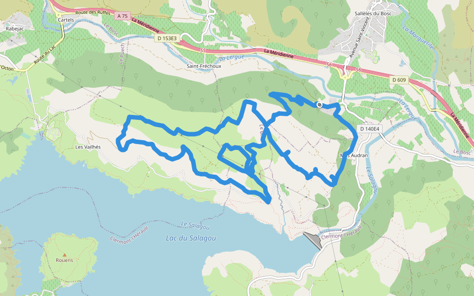 Circuit des Capitelles du Salagou walking route map in Le Bosc