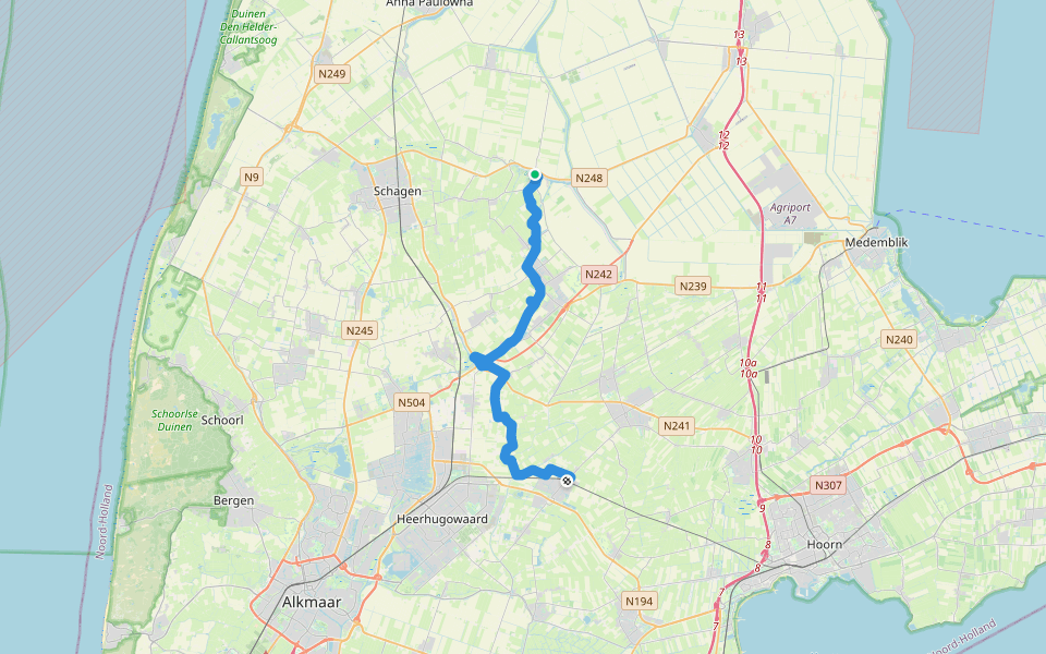 Noord-Hollandpad - 06 walking route map in Kolhorn