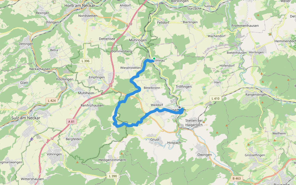 Äußerer Alternativweg - Bad Imnau - Weildorf walking route map in Haigerloch