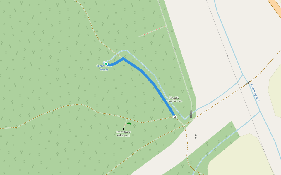 Z● (Szent Imre-forrás) walking route map in Mánfa