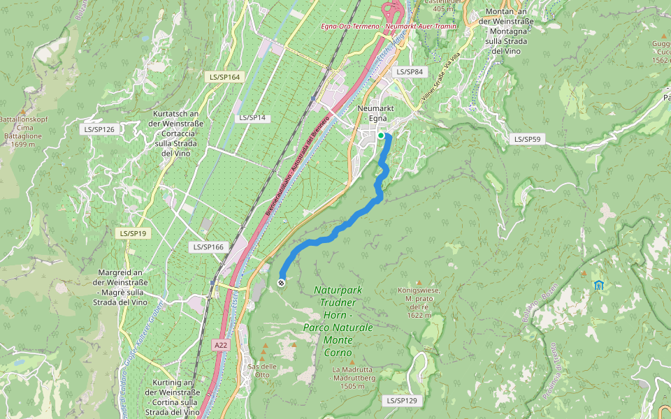 8 - Neumarkt => Laag => Gfrill walking route map in Egna