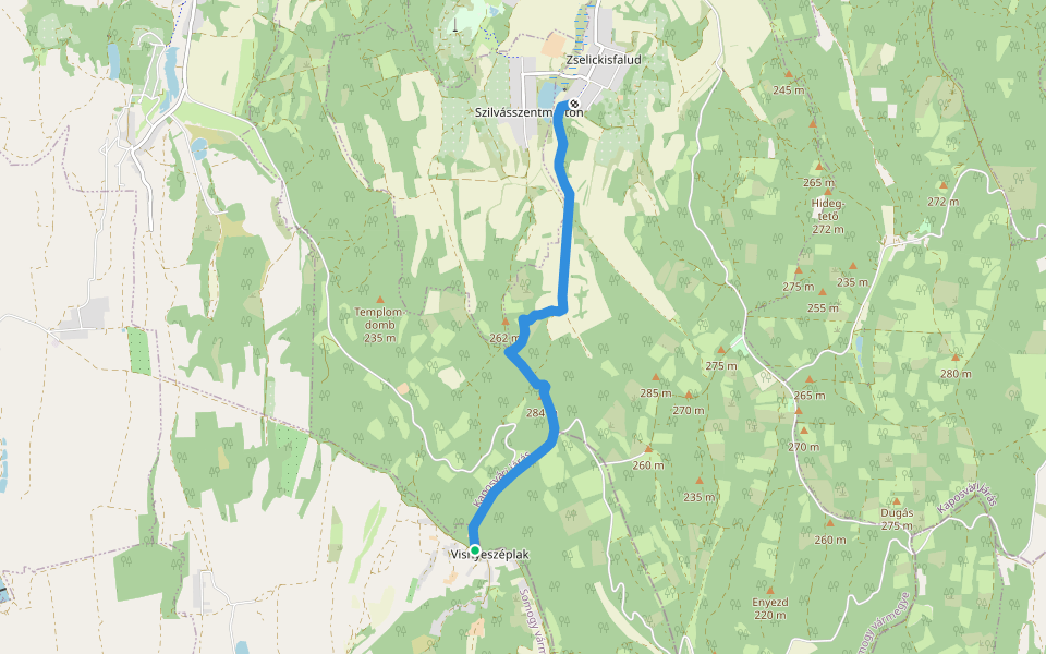 Z▲ (Zselickisfalud – Hindai-bérc, kilátó – Visnyeszéplak) walking route map in Visnye