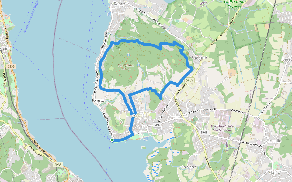 Anello di San Quirico walking route map in Angera