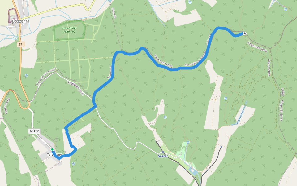 K+ (Terecseny – RPDDK) walking route map in Boldogasszonyfa