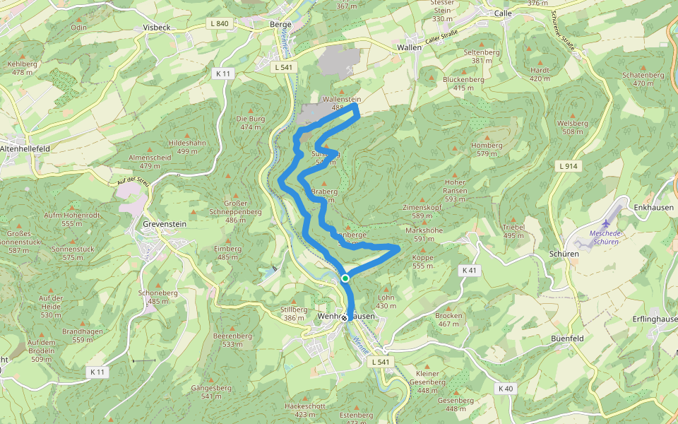 Wenholthausen Rundweg W1 walking route map in Eslohe (Sauerland)
